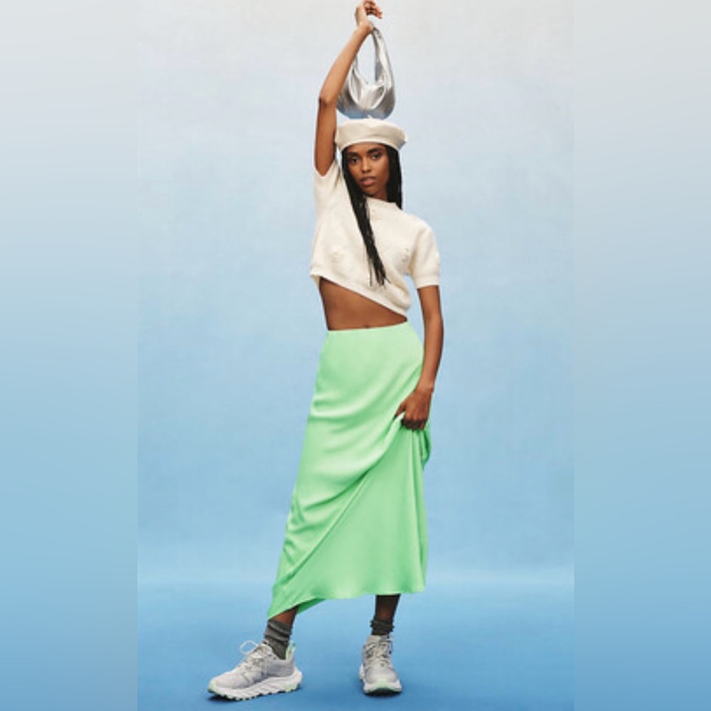 Chic Anthropologie Tilda Light Green Maxi Slip Skirt